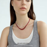 Graduated Red Agate Bead Necklace