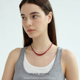 Graduated Red Agate Bead Necklace
