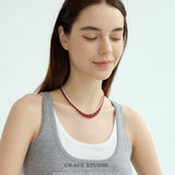 Graduated Red Agate Bead Necklace