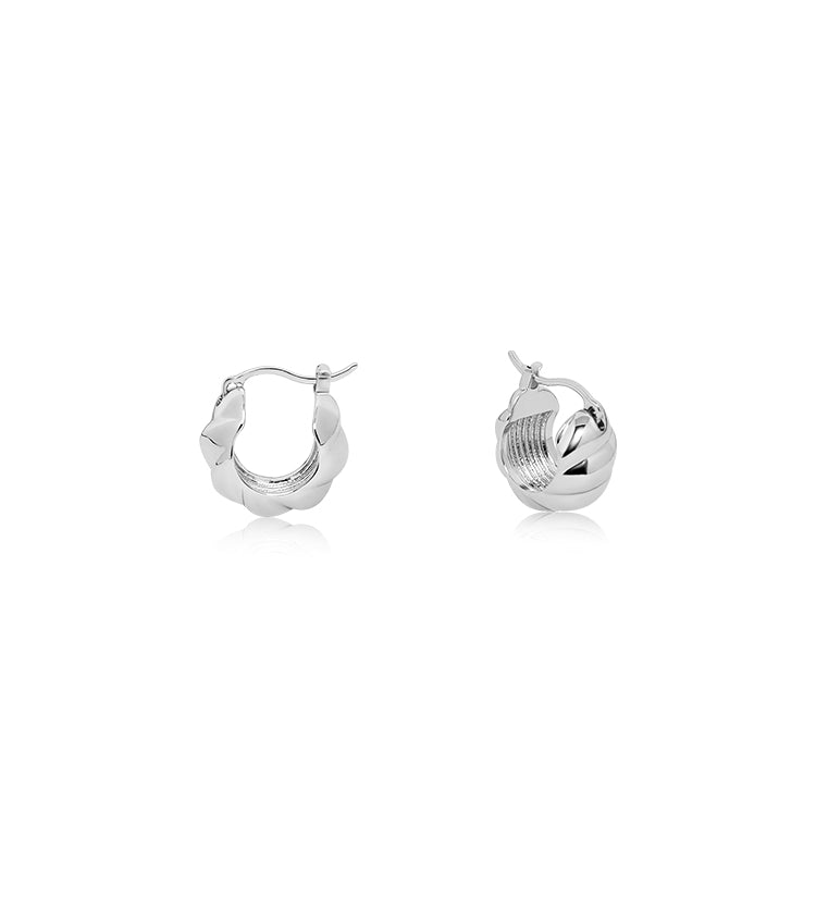 Thick Twisted Fold Hoop Earrings