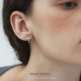 Pavé Cross Bar Mini Hoop Earrings