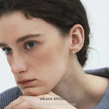 Pavé Cross Bar Mini Hoop Earrings