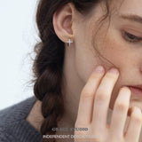 Pavé Cross Bar Mini Hoop Earrings