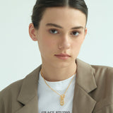 Interlock Oval Bar Pendant Necklace