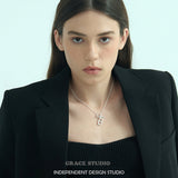 Interlock Oval Bar Pendant Necklace