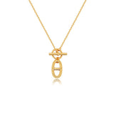Interlock Oval Bar Pendant Necklace