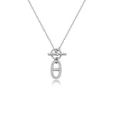 Interlock Oval Bar Pendant Necklace