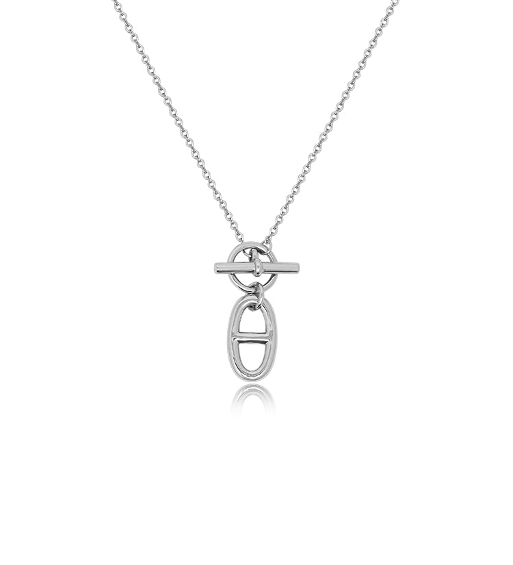 Interlock Oval Bar Pendant Necklace