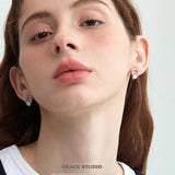 Solitaire Circle Stud Earrings