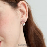 Solitaire Circle Stud Earrings