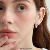 Solitaire Circle Stud Earrings