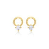 Solitaire Circle Stud Earrings