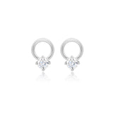 Solitaire Circle Stud Earrings