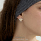 Whimsical Matte Heart Bow Stud Earrings