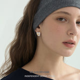 Whimsical Matte Heart Bow Stud Earrings