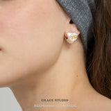 Whimsical Matte Heart Bow Stud Earrings