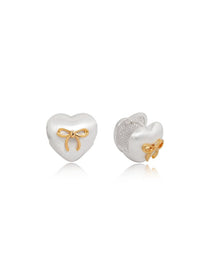 Whimsical Matte Heart Bow Stud Earrings - Grace Studio