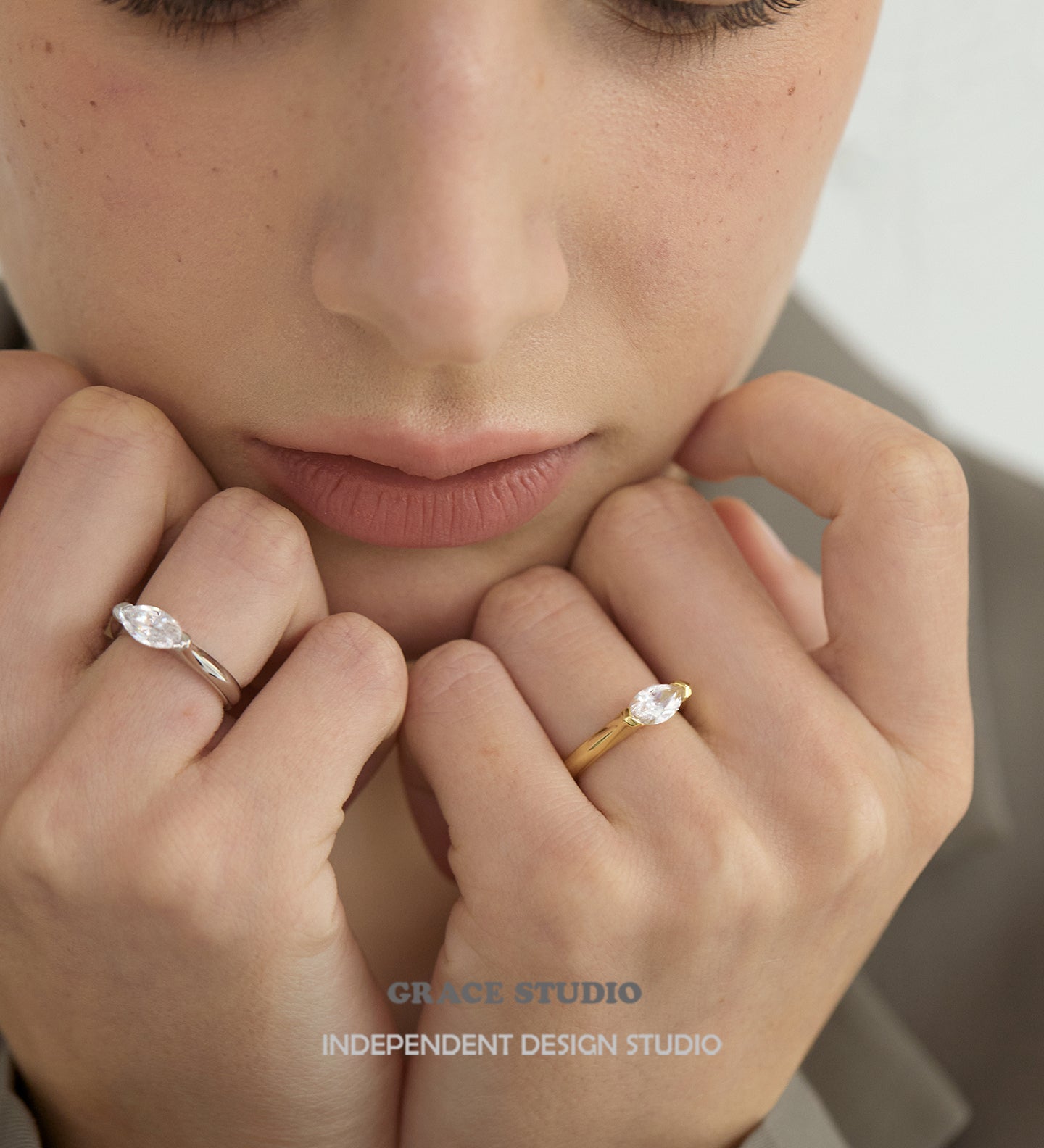 Elegant Marquise-Cut Crystal Solitaire Ring