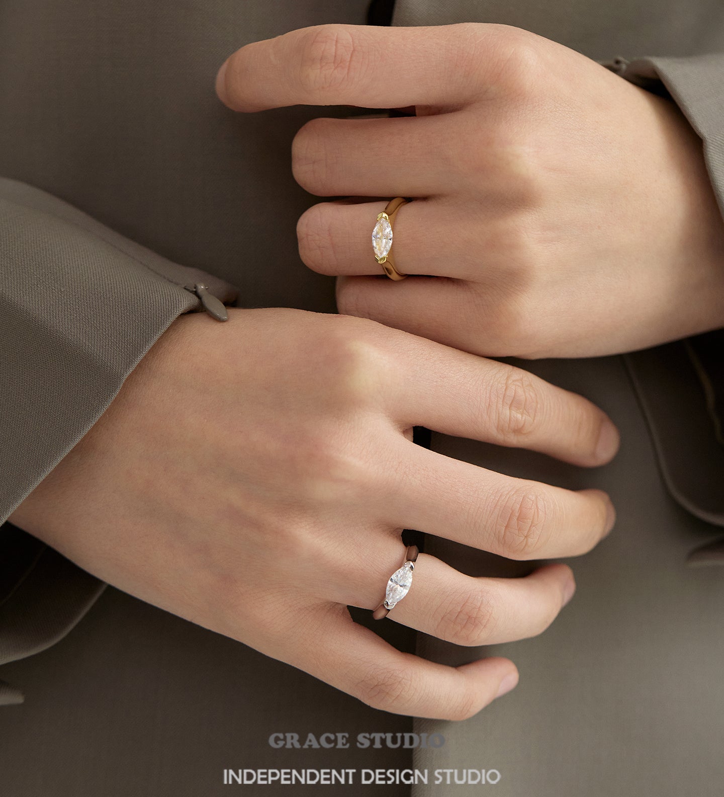 Elegant Marquise-Cut Crystal Solitaire Ring