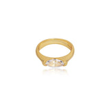 Elegant Marquise-Cut Crystal Solitaire Ring