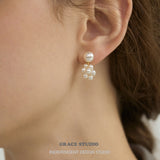 Delicate Pearl Cluster Drop Earrings