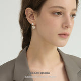 Delicate Pearl Cluster Drop Earrings