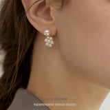 Delicate Pearl Cluster Drop Earrings