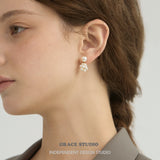 Delicate Pearl Cluster Drop Earrings