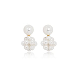 Delicate Pearl Cluster Drop Earrings