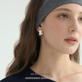 Elegant Matte Trefoil Zirconia Stud Earrings