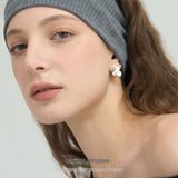 Elegant Matte Trefoil Zirconia Stud Earrings