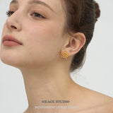 Intricate Beaded Snowflake Cluster Stud Earrings