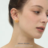 Intricate Beaded Snowflake Cluster Stud Earrings