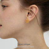 Intricate Beaded Snowflake Cluster Stud Earrings