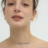 Intricate Beaded Snowflake Cluster Stud Earrings