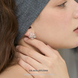Intricate Beaded Snowflake Cluster Stud Earrings