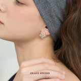 Intricate Beaded Snowflake Cluster Stud Earrings