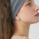 Intricate Beaded Snowflake Cluster Stud Earrings