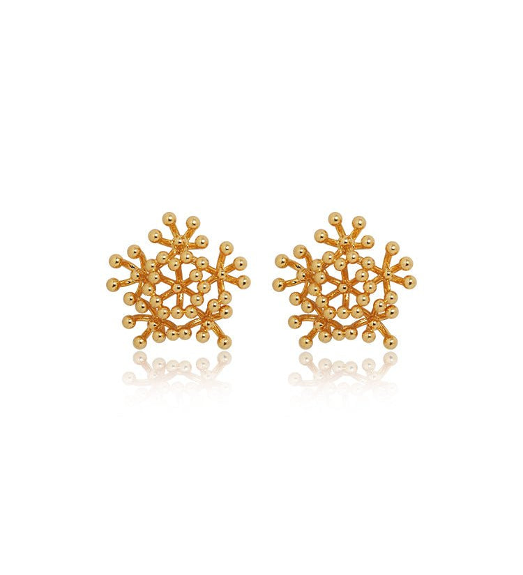 Intricate Beaded Snowflake Cluster Stud Earrings