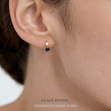 Sapphire-Blue Dual Crystal Huggie Earrings