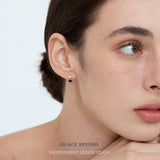 Sapphire-Blue Dual Crystal Huggie Earrings