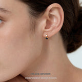 Sapphire-Blue Dual Crystal Huggie Earrings