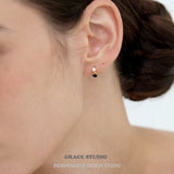 Sapphire-Blue Dual Crystal Huggie Earrings