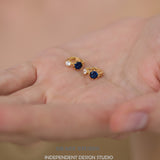 Sapphire-Blue Dual Crystal Huggie Earrings