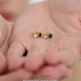Sapphire-Blue Dual Crystal Huggie Earrings