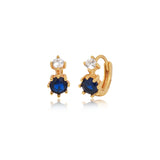 Sapphire-Blue Dual Crystal Huggie Earrings