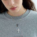 Black Crystal Cross Pendant Necklace