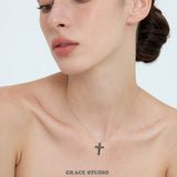 Black Crystal Cross Pendant Necklace