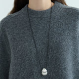 Sculptural Silver Shell Cord Necklace