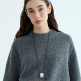 Sculptural Silver Shell Cord Necklace
